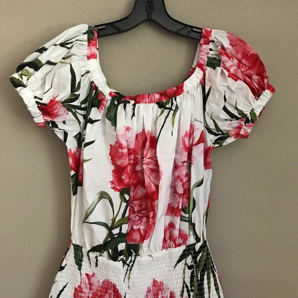 DOLCE&GABBANA Off-The-Shoulder Carnation-Print Dress - Picture 11 of 11